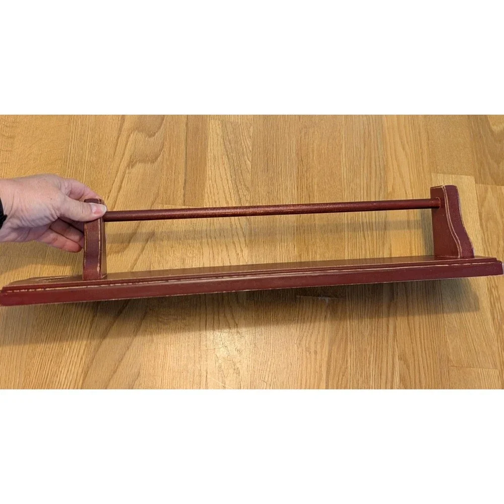 Vintage 1994 Apple Wood Towel Rack Bar Shelf Cottagecore 20